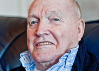 Photograph by Alan Peebles of George Wyllie on the occasion of George’s 90th birthday in 2012